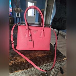 Authentic Prada Pink Saffiano Leather Tote Bag Or Shoulder Bag